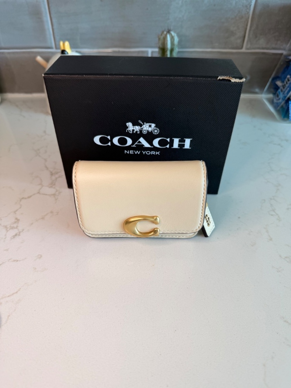 Coach Bandit Card Case Belt Bag CM433 Brass Ivory Leather